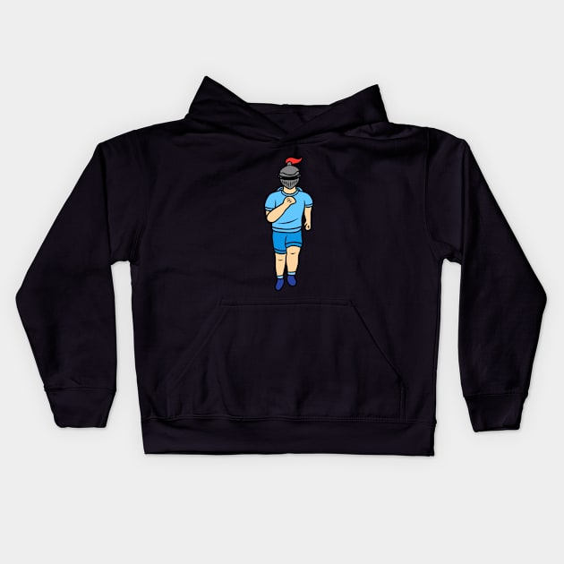 Cool cartoon knight jogging Kids Hoodie by Andrew Hau